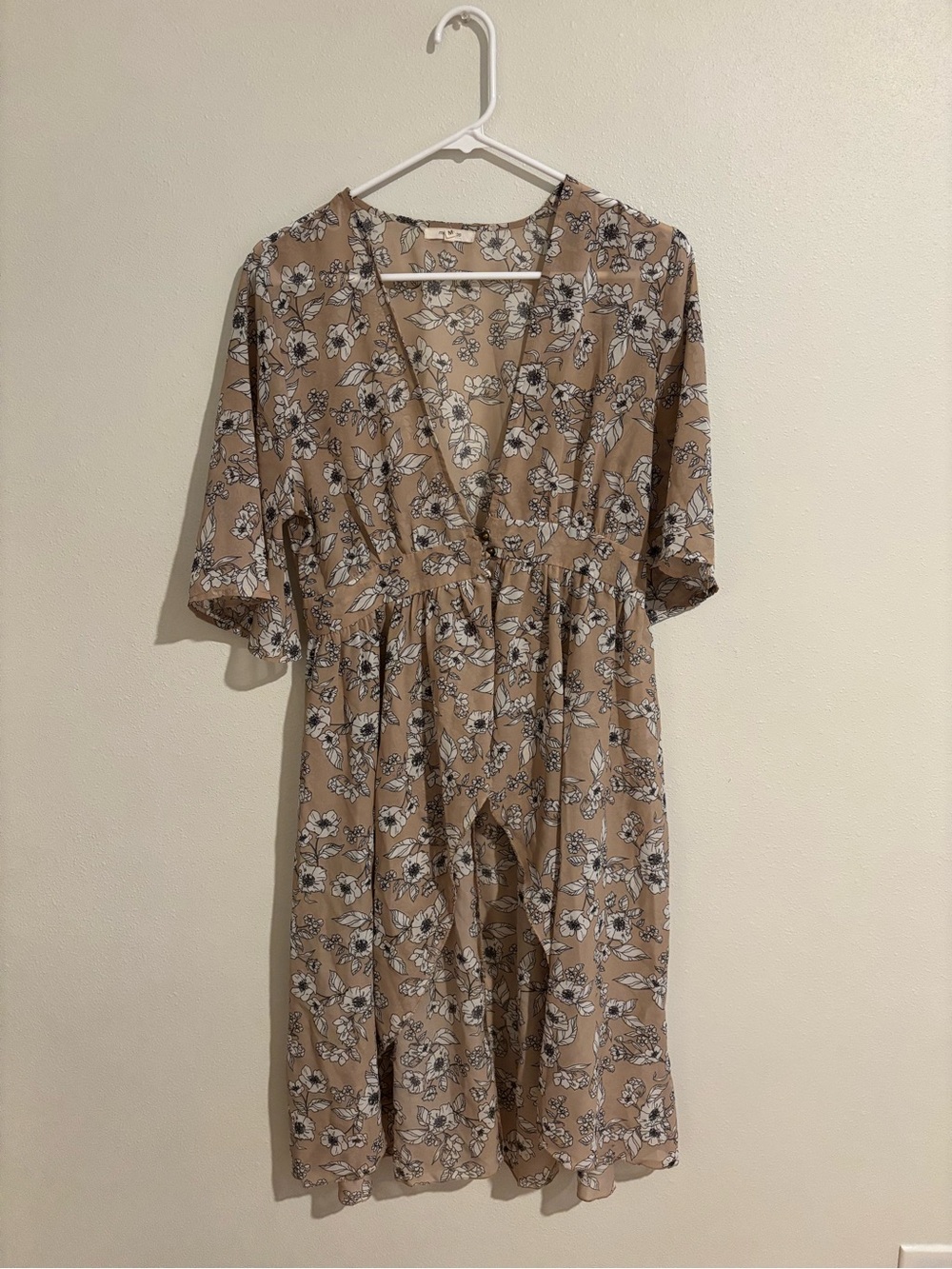 Floral V-Neck Tan Women’s cardigan